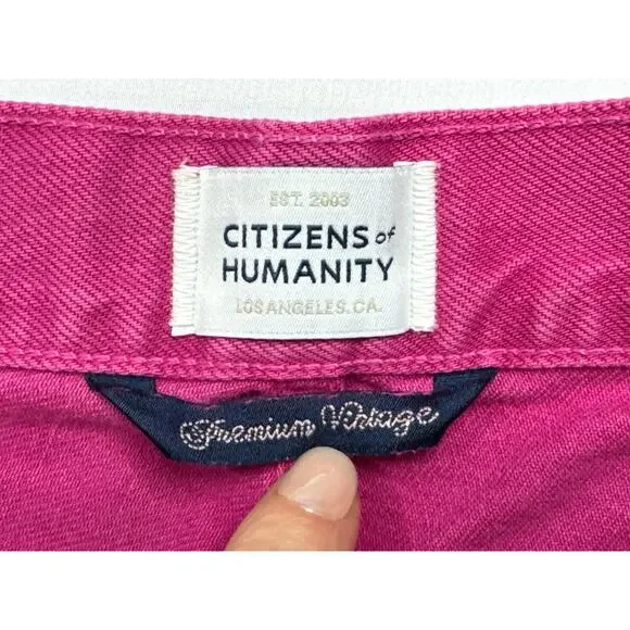 Citizens of Humanity Women's Ayla Undone Hem Crop Pink Denim Jeans -27 (28x20.5) - Picture 5 of 9
